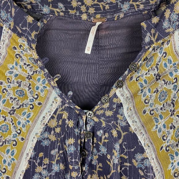 FREE PEOPLE | Purple & Yellow Floral Boho Tunic Dress XS - Picture 3 of 9
